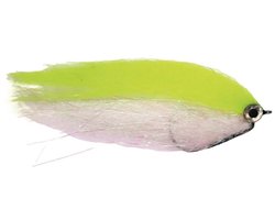 Predox Weedless Pike Fly - weedless streamer met offsethaak 5/0 voor roofvissen White & Chartreuse