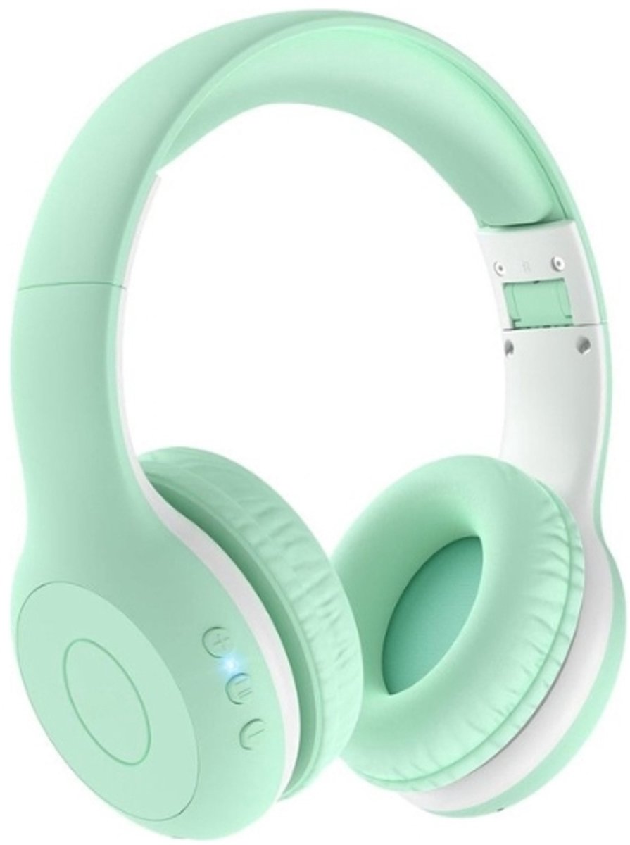 StayPowered Bluetooth Hoofdtelefoon voor Kinderen - Veilig en Kwalitatief Geluid - 85/94 dB Volumeregeling - 40 Uur Batterij - HD Microfoon - Opvouwbaar en Verstelbaar - Snelle Bluetooth 5.4 - Lichtgroen - Levering Sneller dan Aangegeven!