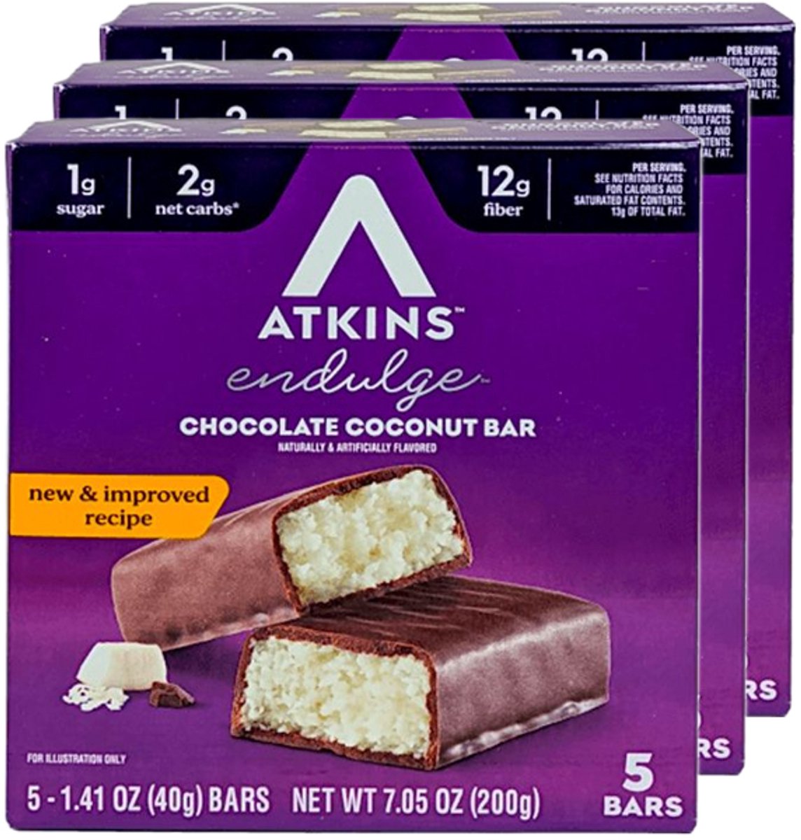 Bol.com Atkins | Endulge | Chocolate Coconut Bar | 3 stuks | 3 x 200g aanbieding