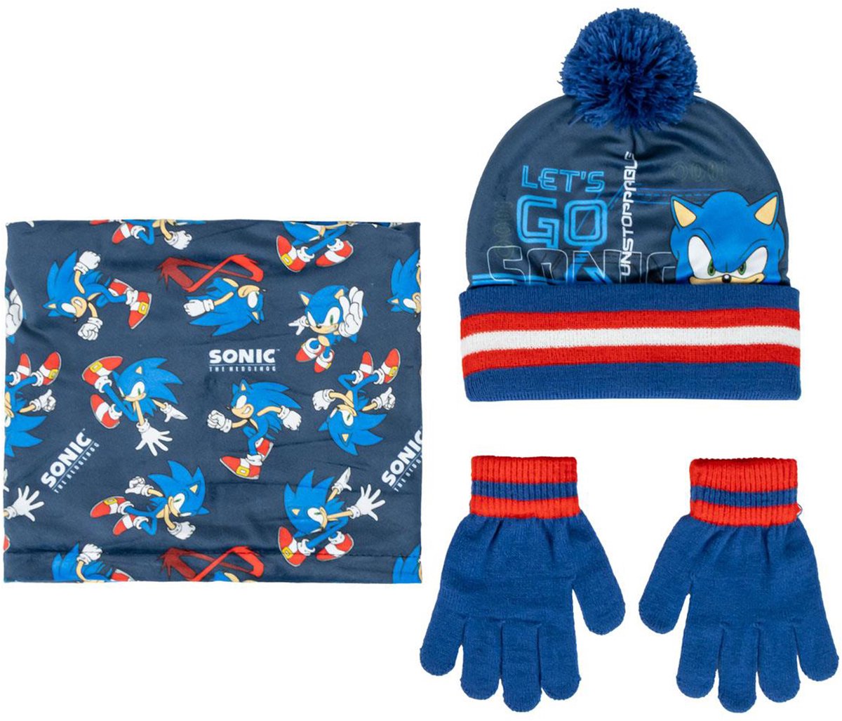 Sonic the Hedgehog Winterset Muts Sjaal en Handschoenen Jongens