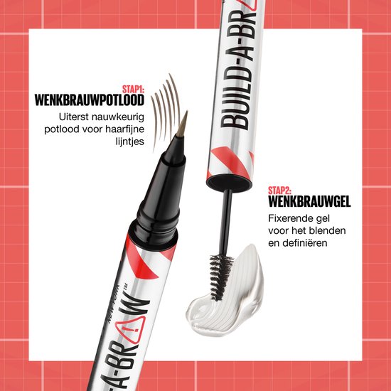 Maybelline - Build-a-Brow - Wenkbrauwpotlood/-gel - voor elk type wenkbrauw - creëert natuurlijke, vollere wenkbrauwen in slechts 2 stappen - Soft Brown