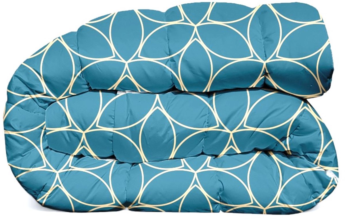 Premium Dekbed bedrukt - Zonder hoes ( 2 in 1 ) - Tweezijdig - 1 persoon -140 x 200 cm - ChicflowerBlue / Chicflower