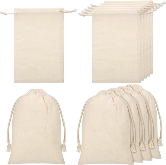 Stoffen Zakjes 50 stuks - Linnen Drawstring Tassen - Vulzakjes voor DIY Cadeaus - Bruiloft, Kinderfeestje, Gastgeschenk - Feestorganisatoren en Hobbyisten - Natuurlijke Kleur - 15x20 cm