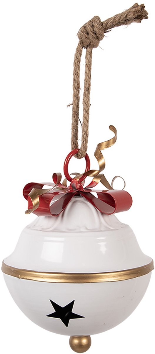 Clayre & Eef Decoratie Hanger Bel Ø 16x22 cm Wit Metaal