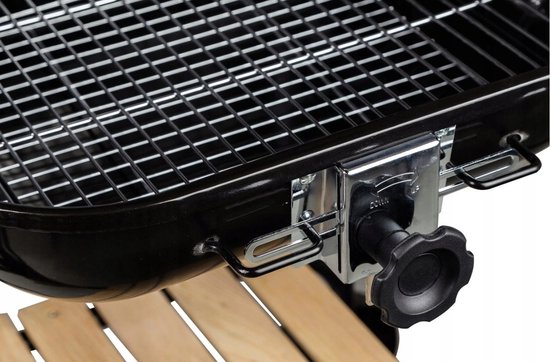 Grote Koolgrill met 3 Houten Tafels en Verstelbare Roosterhoogte — afbeelding 2