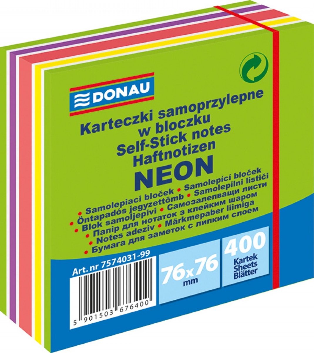 Donau Zelfklevende Notitieblokjes 76x76mm Neon Pastel Groen Mix
