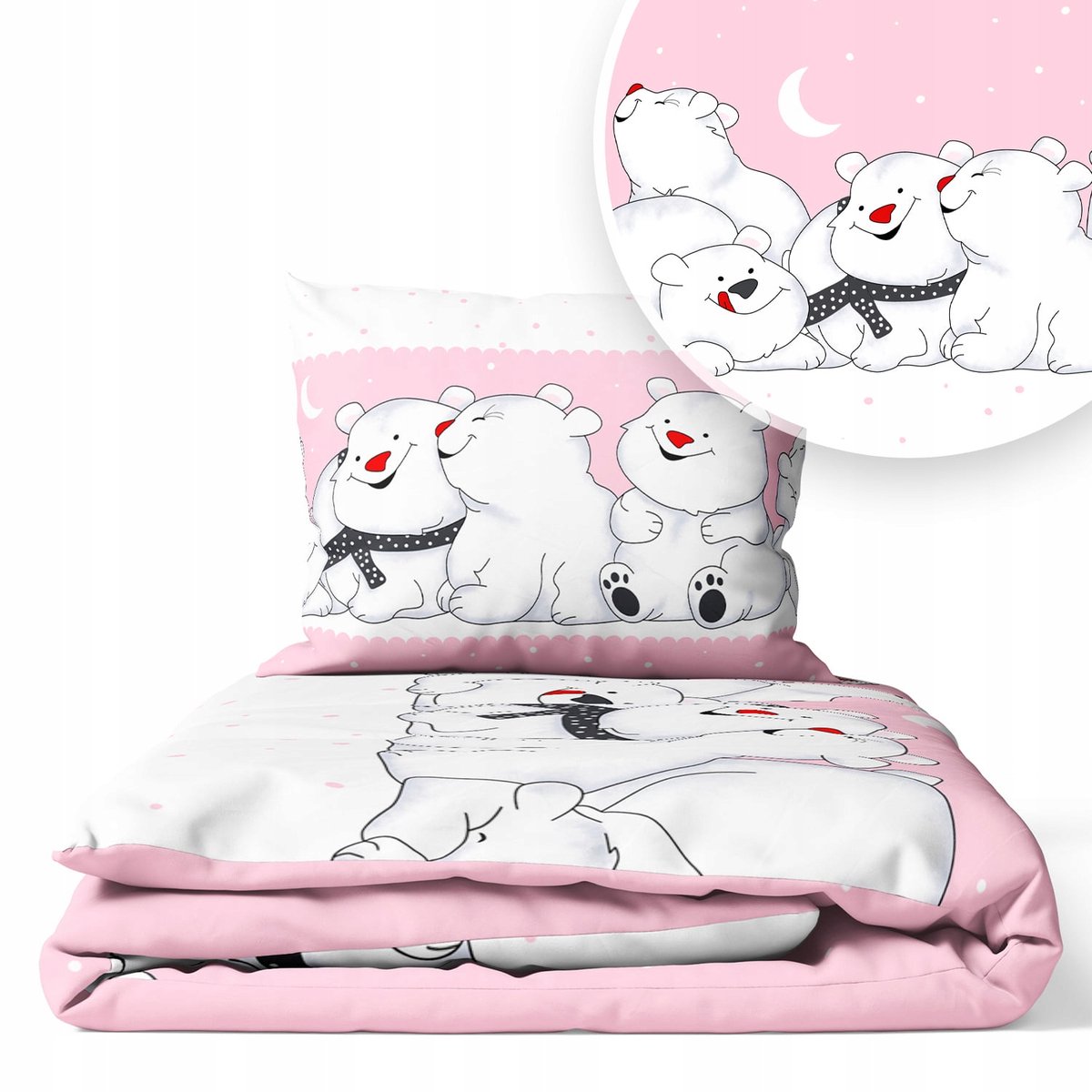 Kinderbeddengoed 120x90cm 2-delig katoen - Roze IJsbier