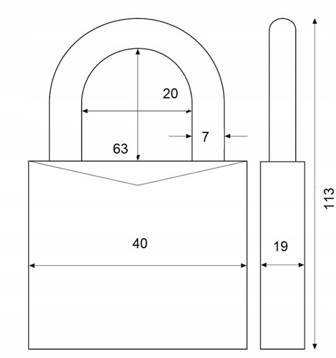 ABUS 725TI/40HB63 Beugelslot Aluminium - Veiligheidsslot op Sleutel