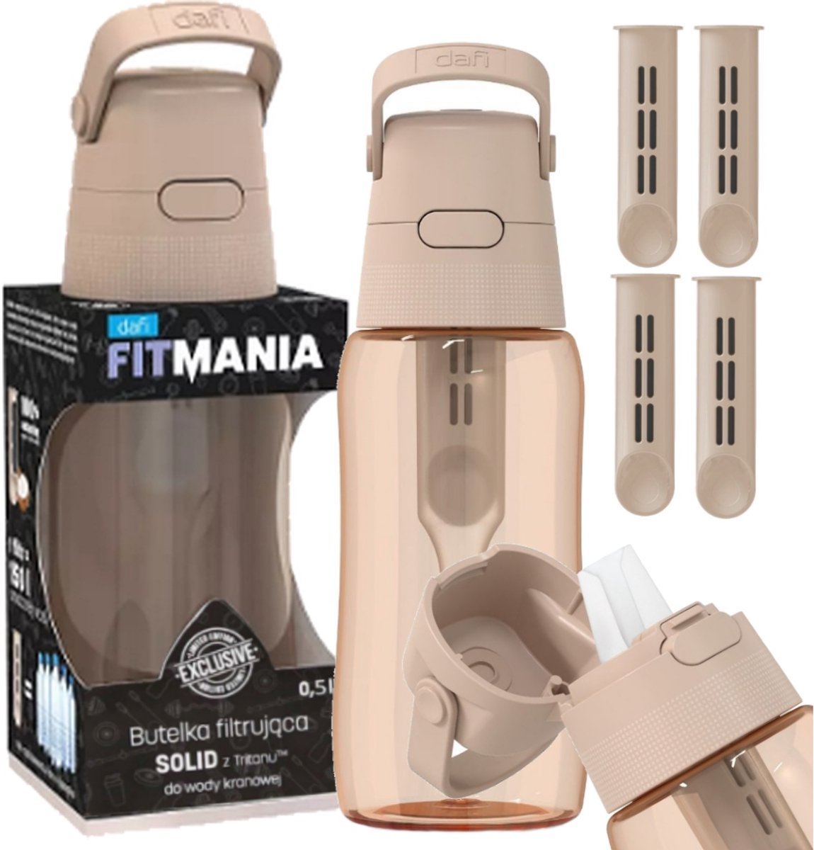 Dafi Solid Cappuccino Filterfles 0,5L + 4 Filters