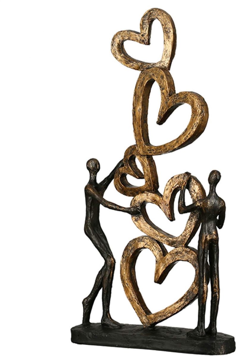 Azomor® Stijlvolle decoratieve hartvormige sculptuur in goudzwart voor huisdecoratie