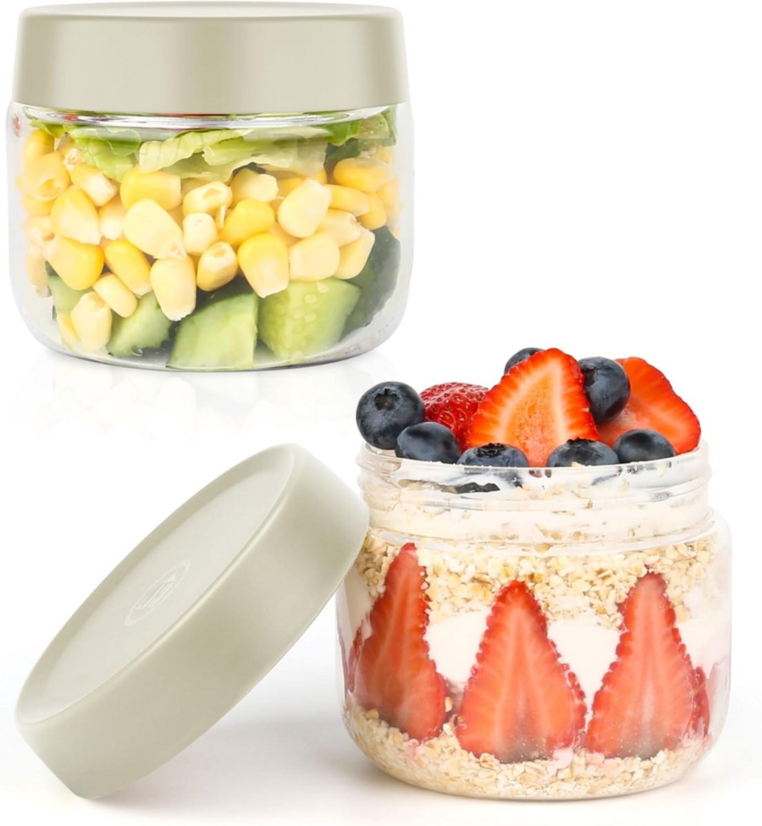MKSS® Overnight Oats Potjes - Mason Jar - Meusli Beker met Deksel
