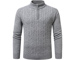 Allthemen Herentrui Met Ritssluiting - Geribbelde Gebreide Trui Met Lange Mouwen - XXL