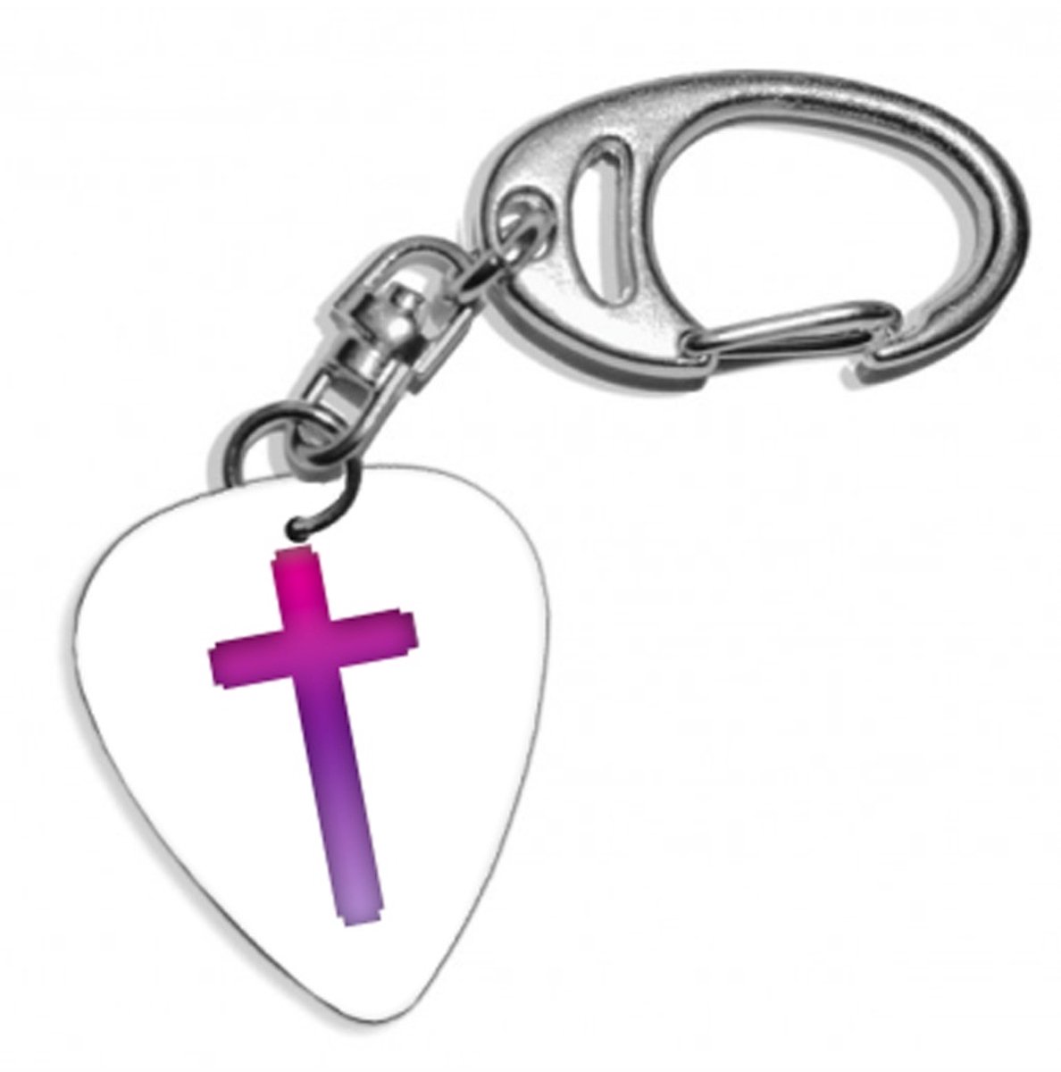 Plectrum - sleutelhanger Pixel kruis op witte plectrum
