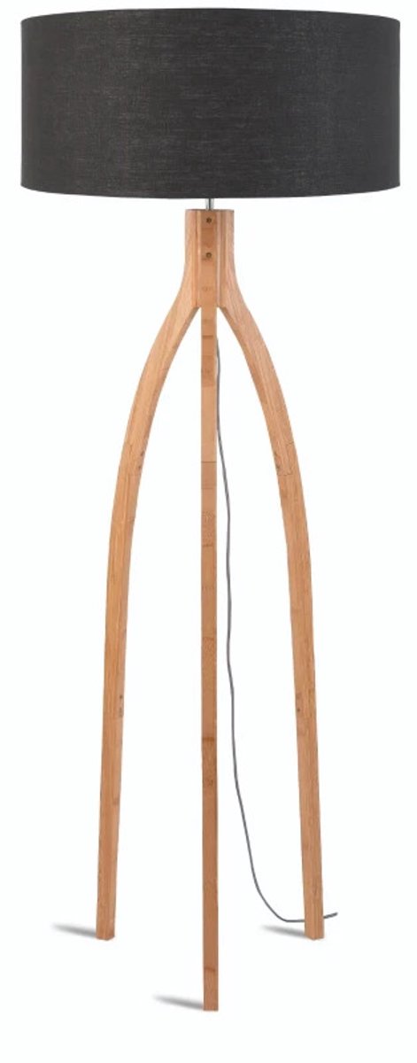 GOOD&MOJO Vloerlamp Annapurna - Donkergrijs/Bamboe - Ø60cm - Scandinavisch,Bohemian - Staande lampen voor Woonkamer - Slaapkamer