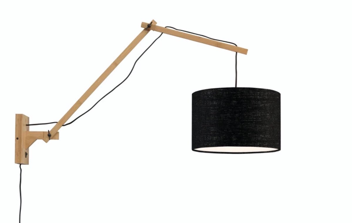 Good&Mojo Bamboe LED Wandlamp Andes | 1X E27 Max 40W | Black
