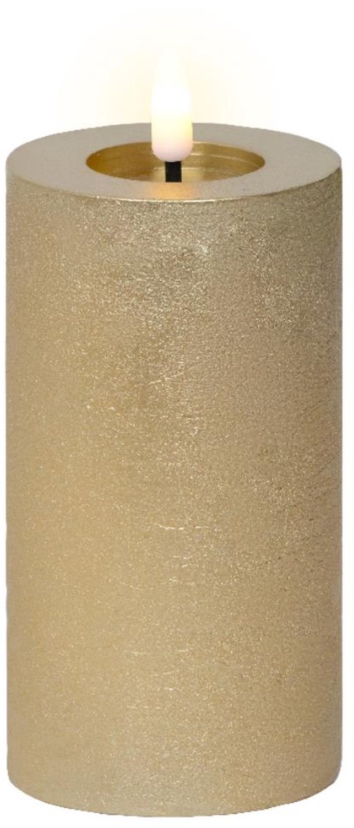 LED Kaars wax goud Ø7xH15cm