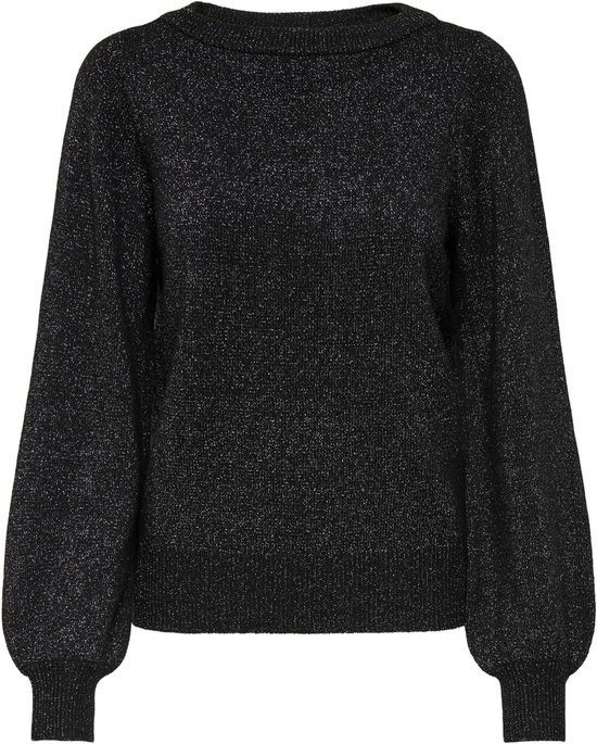 Jacqueline de Yong Trui Jdyrue Glitter L/s Boat Pullove Knt 15330648 Black/w. Black L Dames Maat - XXL