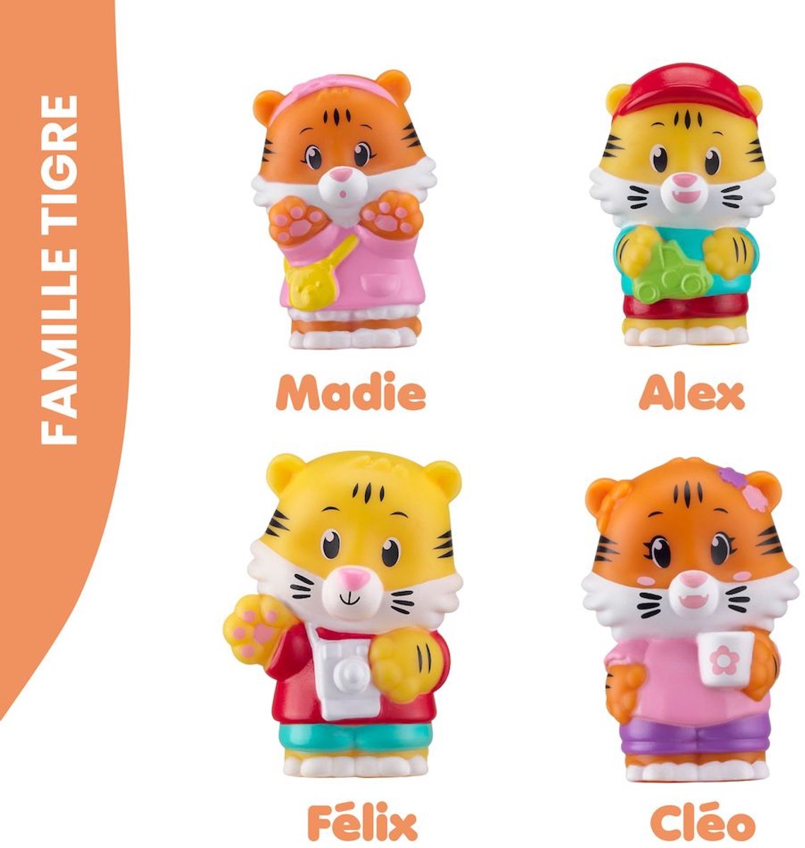 Klorofil Speelset Familie “Tiger” – Poppetjes set – Félix, Cléo, Madie en Alex – Vanaf 18 maanden – 4-delig