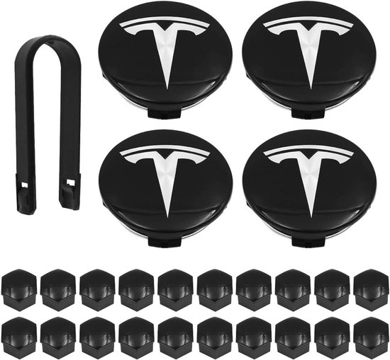 4 Stuks Auto Wieldoppen voor Tesla Model 3 60mm,Auto Wieldoppen Naafdoppen Velg Cap Wiel Center Hub Cover Wieldoppen Auto Wieldoppen,A Black