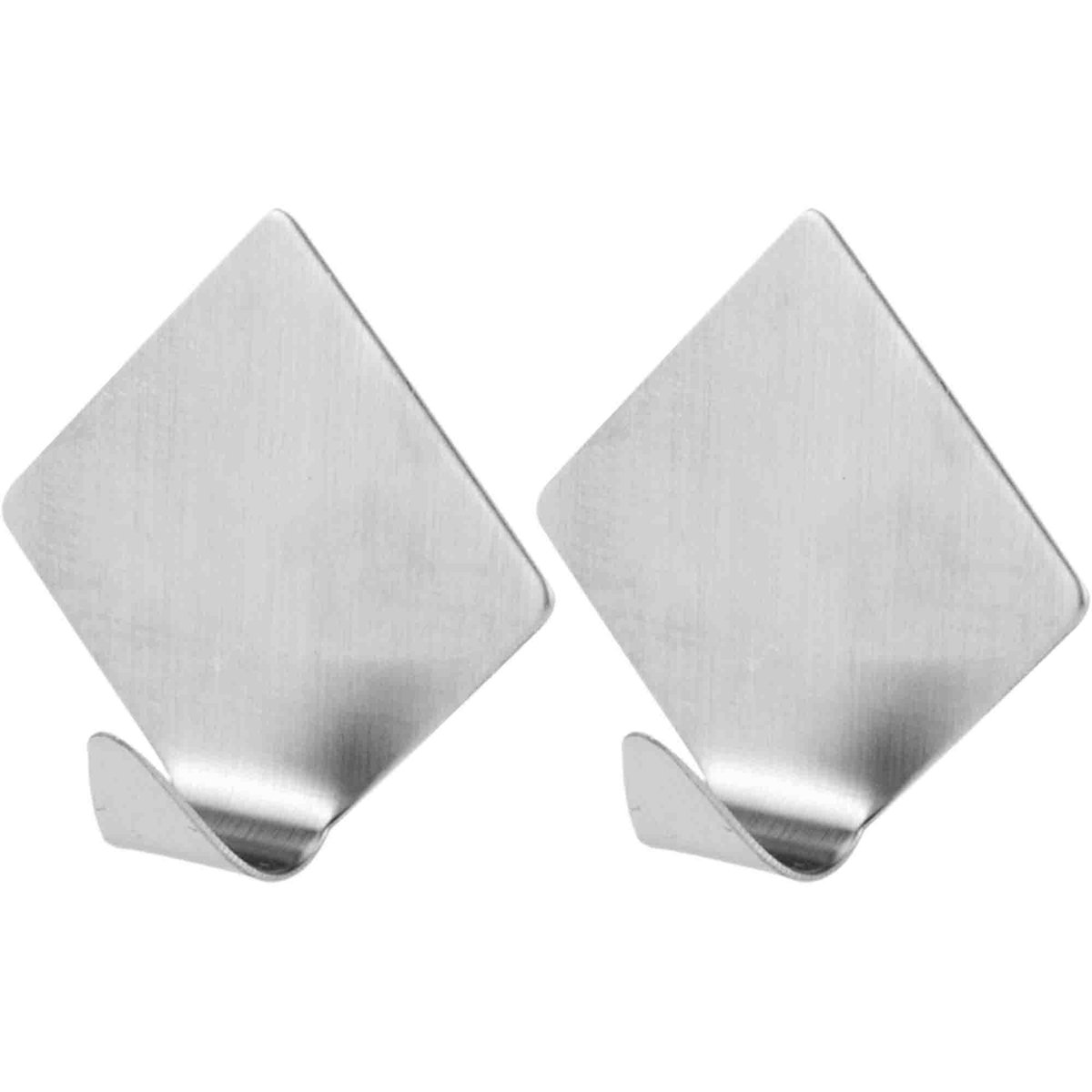 Excellent houseware Zelfklevende rvs haakjes - ruit - 6x stuks - 5 x 5,5 cm - handdoekhaak