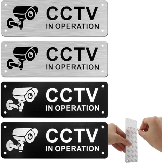 LOT DE 4 Panneaux De Vidéosurveillance - Pour La Surveillance De La Caméra - ... EUR 25,99