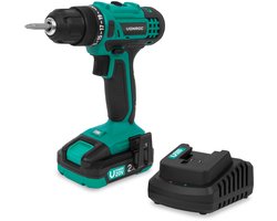 VONROC Accuboormachine 20V – 19 schroefstanden + boorstand - Incl. 2 bits - Incl. 2.0Ah Accu en snellader