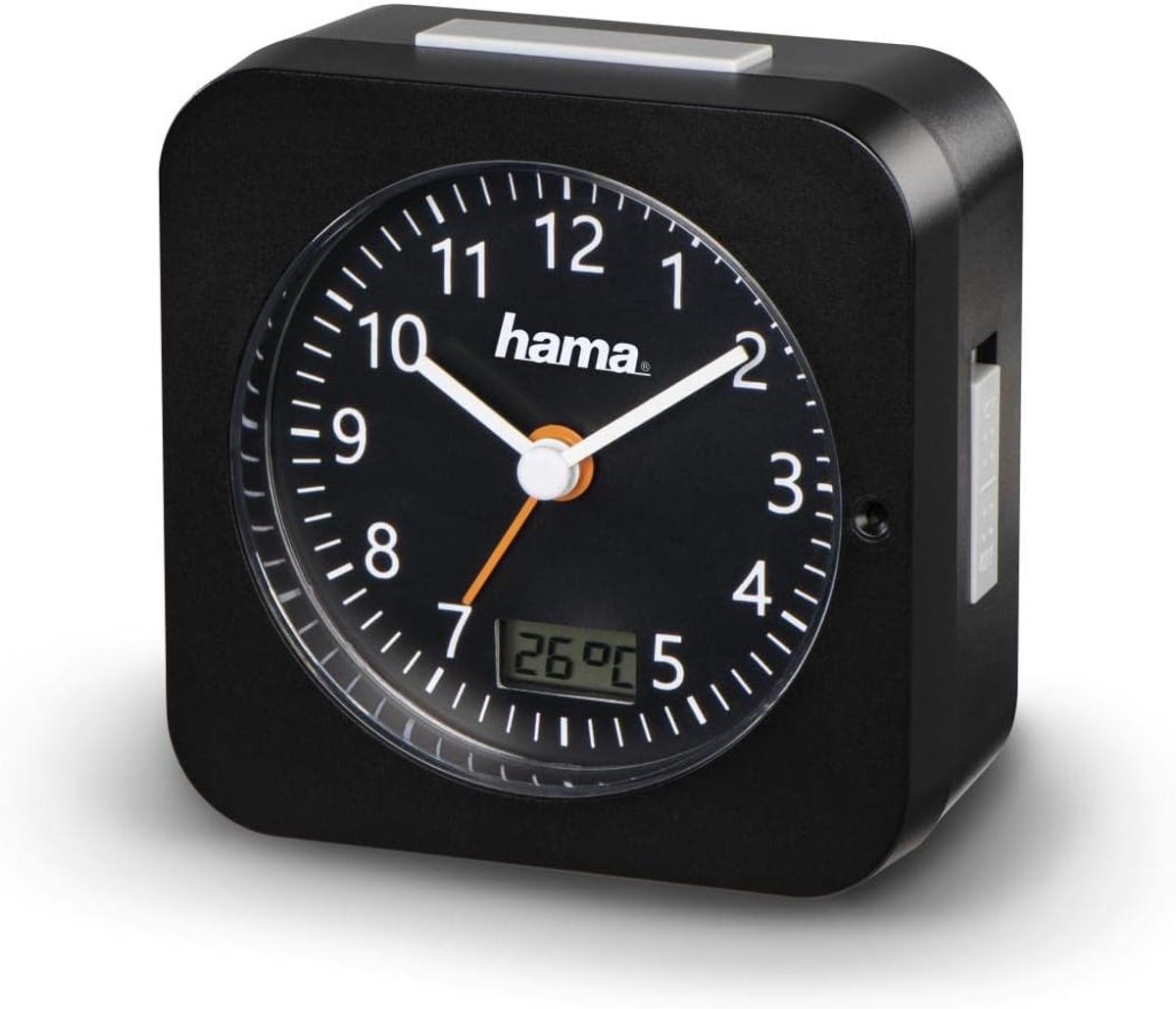 Draadloze analoge wekker met radio en licht - compacte reiswekker met automatische tijdsaanpassing
