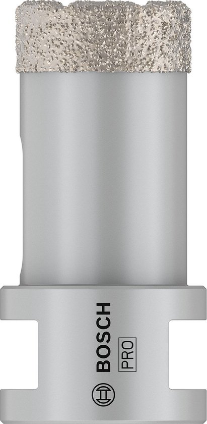 Bosch PRO diamantboor met zilverkleurige schacht en gesegmenteerde kroon.