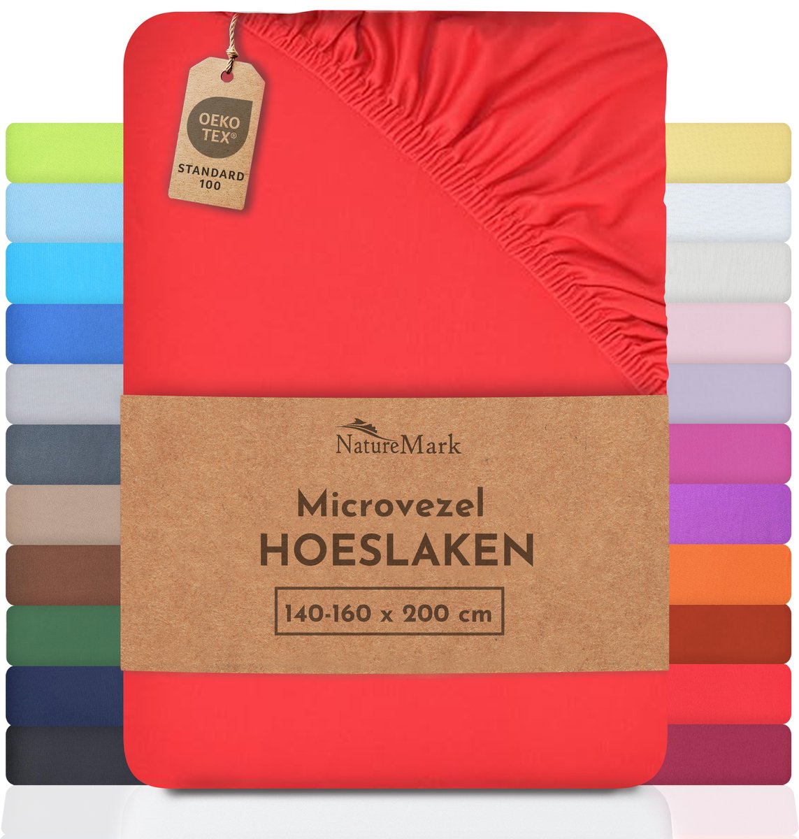 NatureMark Microvezel hoeslaken in vele maten en kleuren, Rood, foto 2
