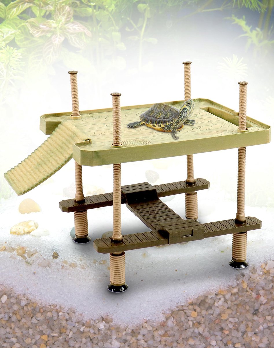® Grote drijvende schildpadpier en zonneplatform, schildpadaccessoires, voor aquaria en terraria,40.5cm x28cm