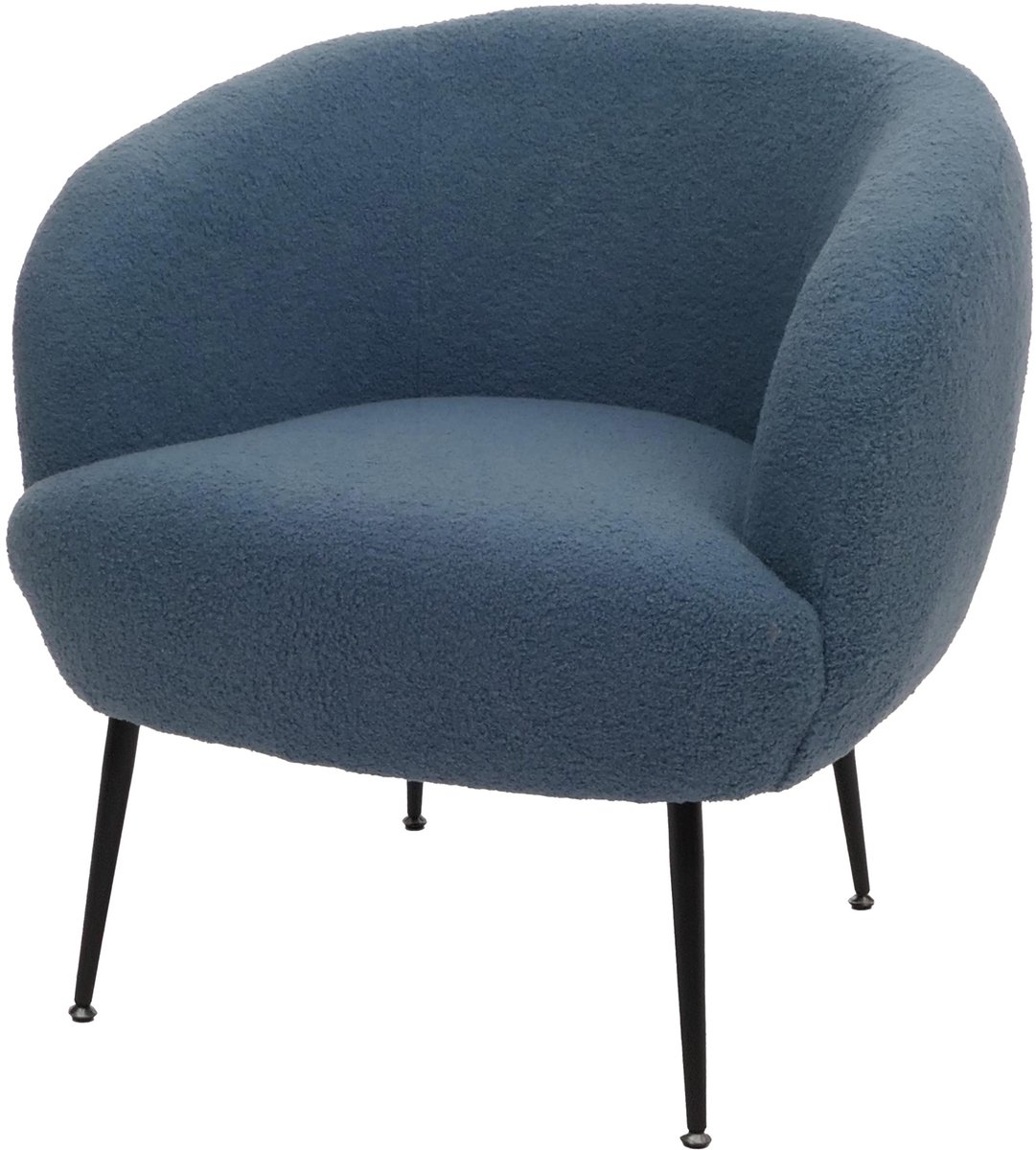 MCW Lounge fauteuil MCW-O37, cocktail/club fauteuil gestoffeerde fauteuil, stof/textiel bouclé (330g/m²) metaal MVG ~ blauw