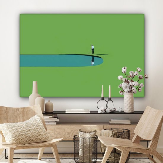 Tableau sur toile 120x80 cm - Décoration murale Personne - Golf - Water - Blauw - Décoration murale murale salon - Décoration chambre - Accessoires chambre - Peintures sur toile