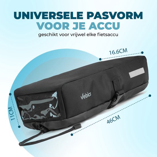 Vebics Accuhoes E-Bike/Electrische Fiets - Beschermhoes voor Bagagedrager Accu van Elektrische Fiets - Zwart van Vebics — afbeelding 4