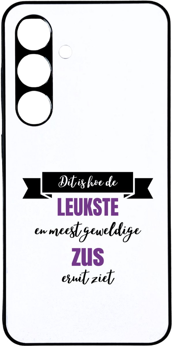 Hacebo® - Leukste zus eruit ziet telefoonhoesje - Zus - beste zus - telefoonhoesjes - verjaardagscadeau - cadeau voor zus - gift - kado - hoesje geschikt voor Samsung Galaxy S24