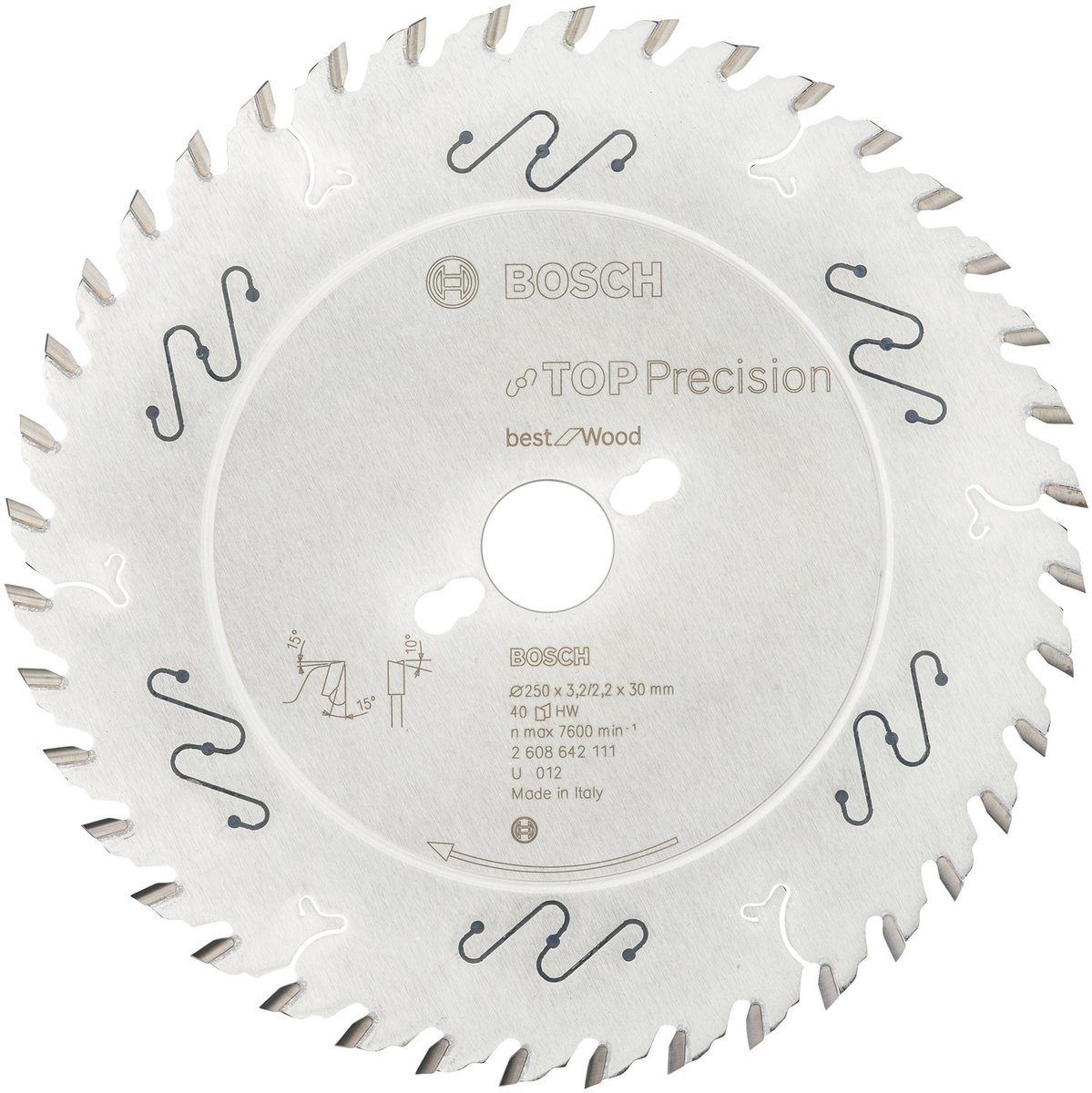 Bosch - Cirkelzaagblad Top Precision Best for Wood 250 x 30 x 3,2 mm, 40