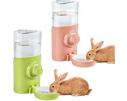 Vitdipy - Waterfles voor Kleine Huisdieren - 2 stuks - 600 ml - Drinkfles voor hamsters - Automatische waterdispenser - Hangend Waterdispenser - Groen,roze