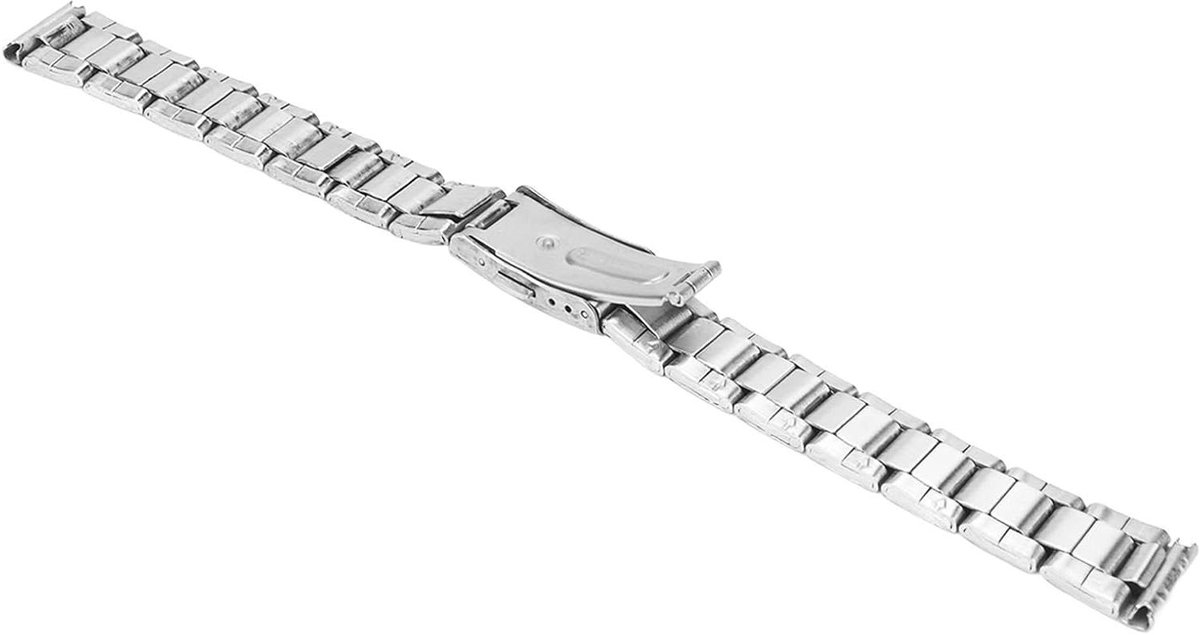 Allecto plus - Metalen horlogeband, zilveren snelsluitgesp, roestvrijstalen horlogeband voor mannen en vrouwen - Klassiek design met vervangbare schakels