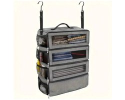 Hangable Clothes Organizer met grote capaciteit - opvouwbare multifunctionele kledingopbergtas - meerlaagse opbergkubus kledingkast - voor zakenreizen, kamperen opslag van kleding - Grijs