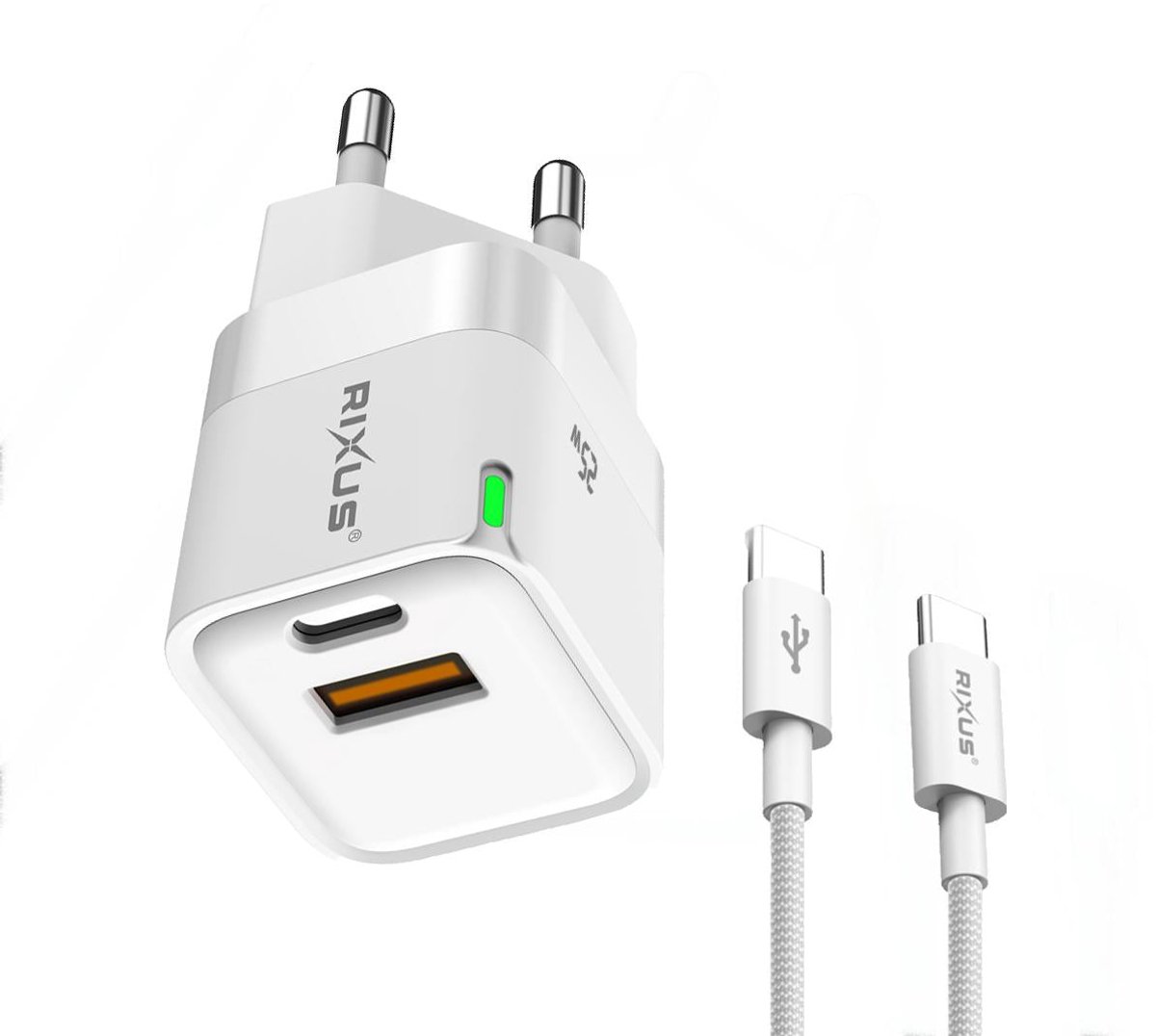 Rixus RXHC11 25W Wall Charger Kit With USB -C to USB-C Cable