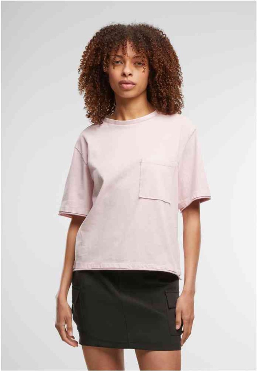 Urban Classics Washed Jersey Boxy Dames Tshirt 4XL Roze