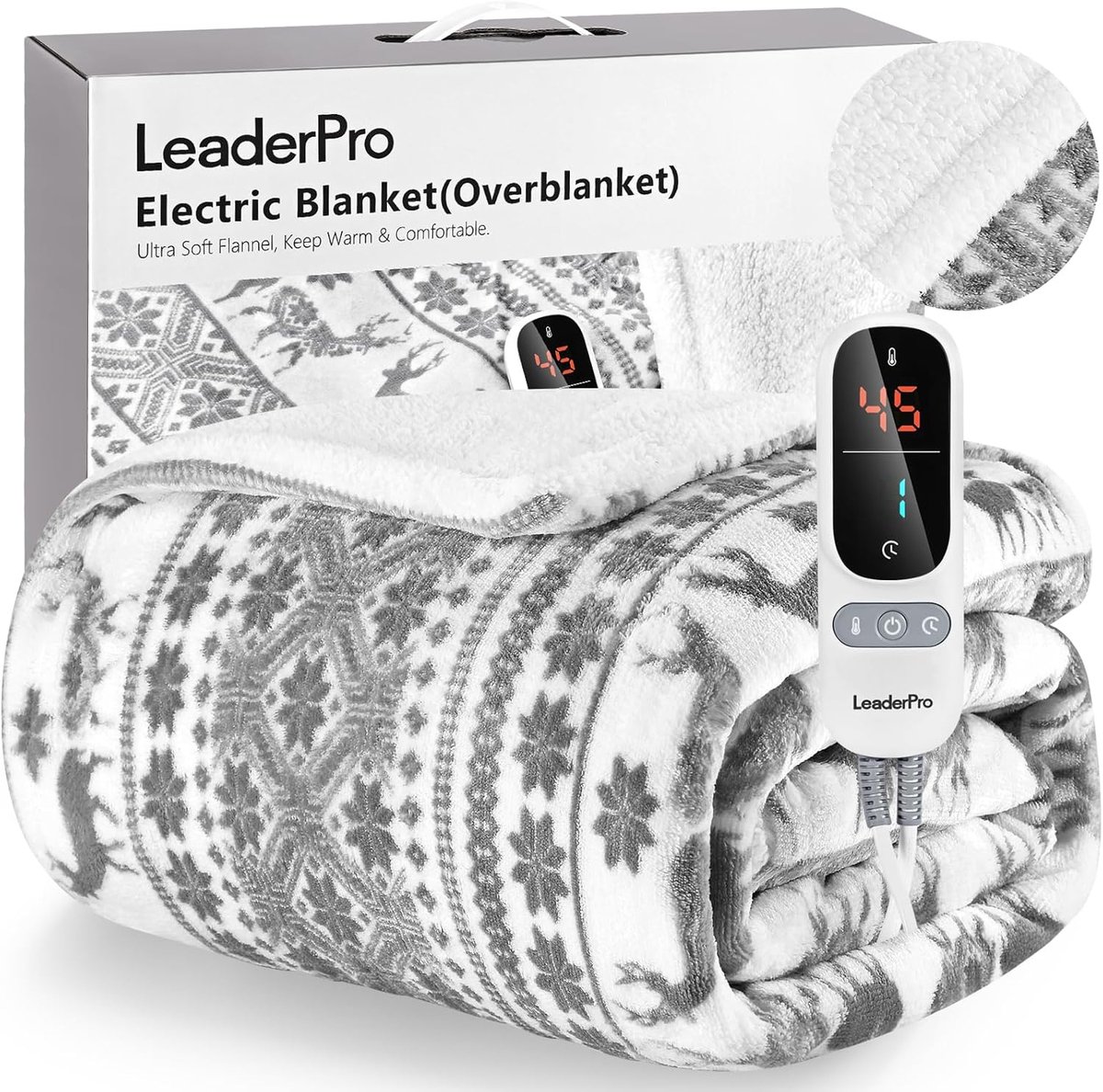 Elektrische Deken Met Automatische Uitschakeling - Warmtedeken 160 x 180 cm - 6 Warmtestanden - Wasbare Knuffeldeken