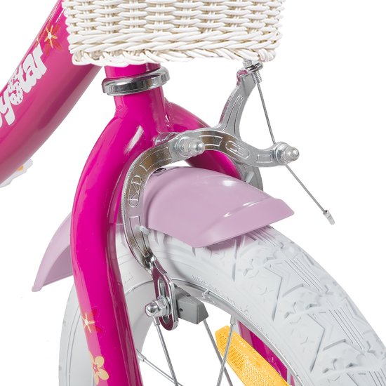 Joystar Unicorn Kinderfiets voor Meisjes - 16 Inch - Mand - Zijwieltjes - Bel - Handrem - Fuchsia - Geschikt voor buitenactiviteiten in de lente van JOYSTAR — afbeelding 3