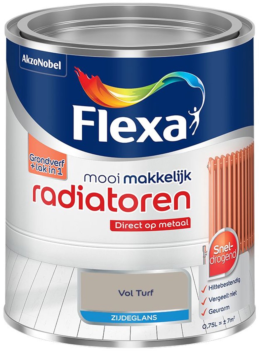 Flexa - Mooi Makkelijk Radiatoren Zijdeglans - Vol Turf - Mengverf - 0.75 L