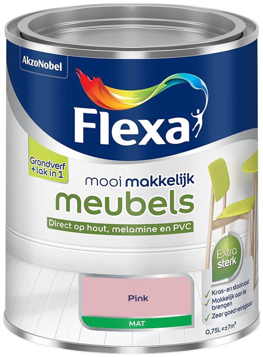Flexa - mooi makkelijk meubels mat - Pink - Mengverf - 0.75 L