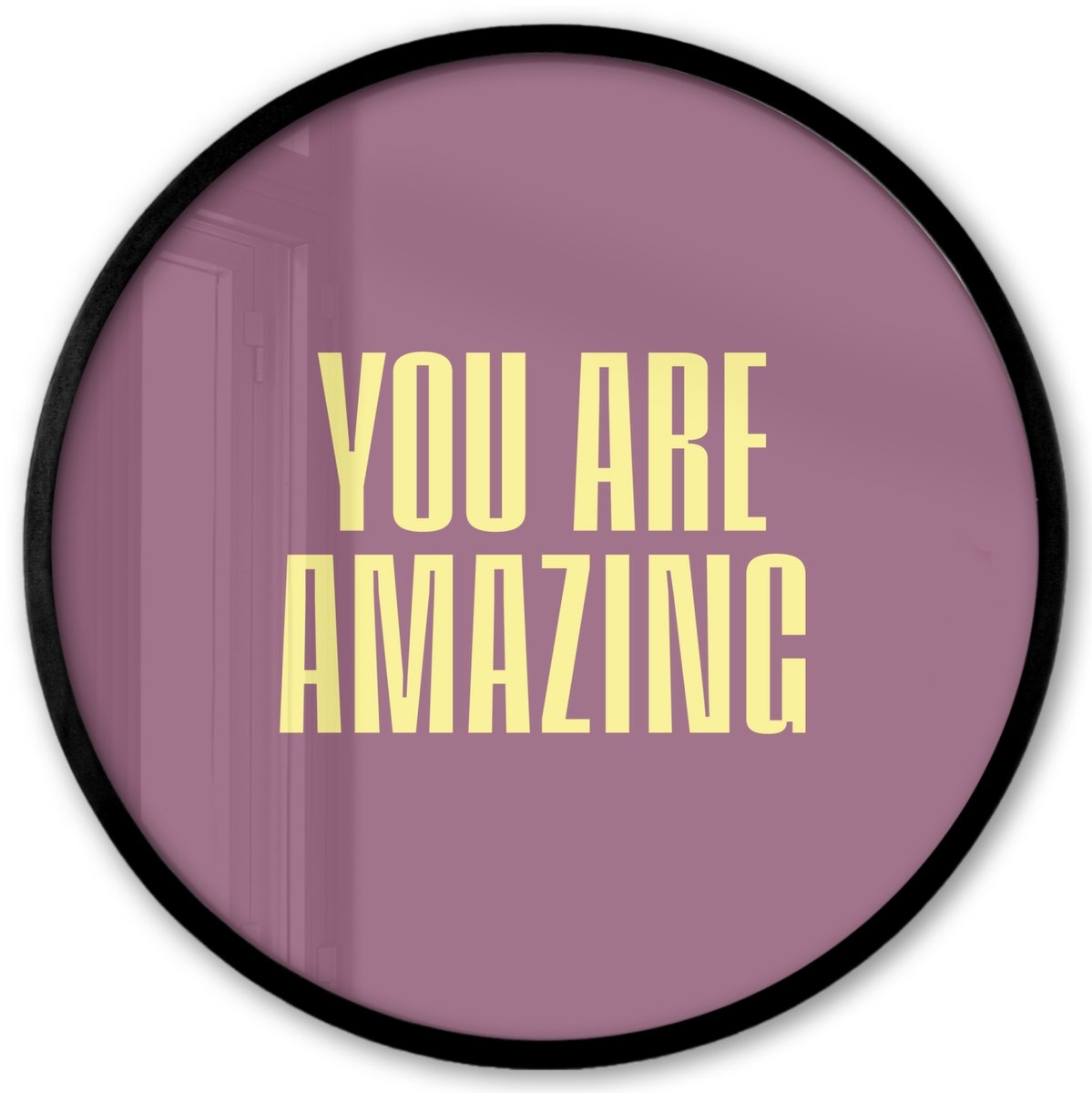 FrameYourWall Poster in lijst Rond - Fotolijst 40x40 cm - Posters - Tekst - Paars - Amazing - Ronde posterlijst zwart - Decoratie - Wanddecoratie woonkamer - Muurdecoratie slaapkamer Tekst - Moeder - Liefde 4