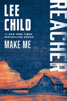 Boekcover: 'MAKE ME' van Lee Child. Blauwe textuur met een zonsondergang en schuur.