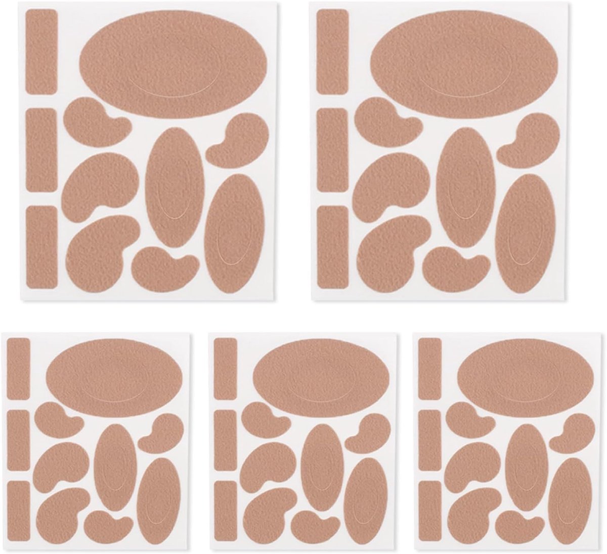 Daity 5 stuks - Hielstickers - anti-wrijving voetstickers - klevende pads - multi-vormige pads geschikt voor schoenen - tenen en hielen - kunnen blaren voorkomen en wrijving verminderen