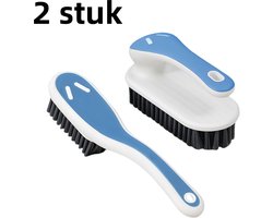 2-delige borstel - Wasborstel, schoenborstel, zachte haren, huishoudelijk, niet-verwondende kleding, multifunctionele reinigingsborstel - blauw