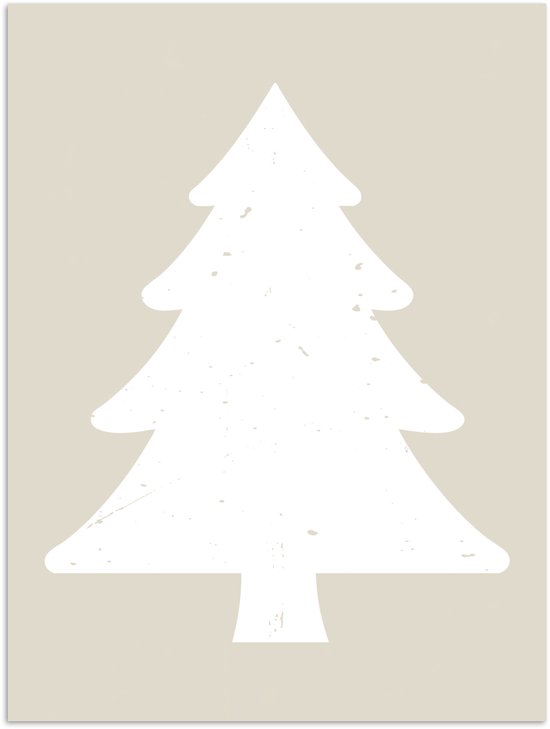 Poster 30x40 cm - Japandi - Kerstboom - Beige - Kerstversiering - Posters - Kamer decoratie - Wanddecoratie woonkamer - Muurdecoratie slaapkamer - Kerstversiering - Kerstdecoratie voor binnen - Kerstmis