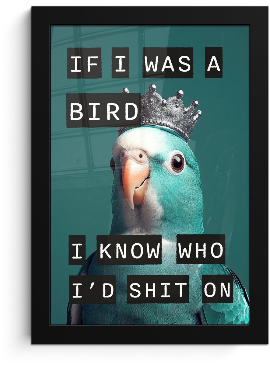 FrameYourWall Poster in lijst - Fotolijst 20x30 cm - Posters - Parkiet - Turquoise - Quotes - Decoratie - Posterlijst zwart - Decoratie - Wanddecoratie woonkamer - Muurdecoratie slaapkamer Tekst - Parkiet